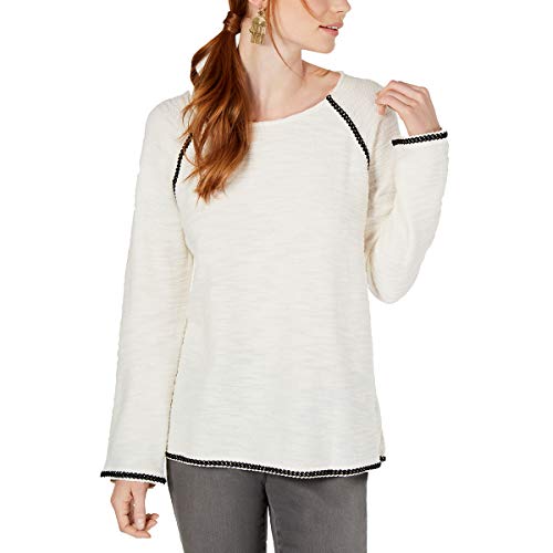 Braided-Trim Scoop-Neck Premium Top