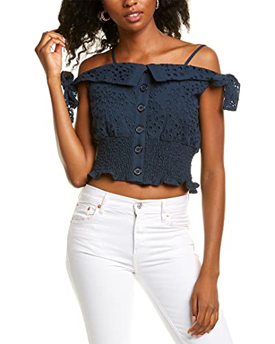Cotton Eyelet Cold-Shoulder Premium Top