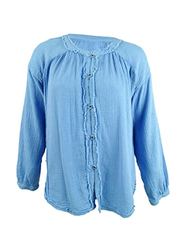 Free People Moving Mountains Cotton Frayed Trim Premium Top