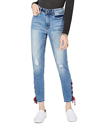 Juniors' Velvet Lace-Up Skinny-Fit Ankle Premium Jeans
