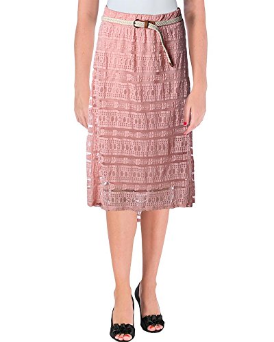 NY Collection Women's Lace Hi-Low Straight Modern Skirt