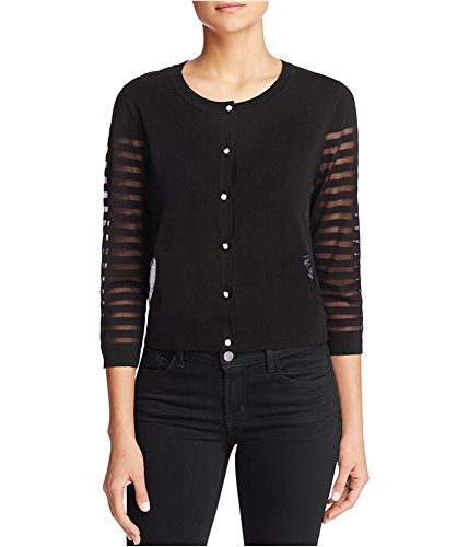 Finity Womens Sheer Mesh Cardigan Premium Top Black L