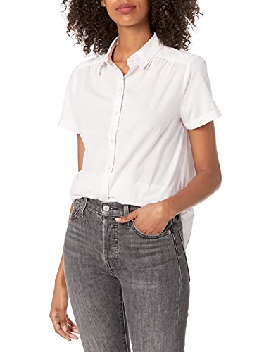 Ruched Button-Down Cotton Modern Shirt