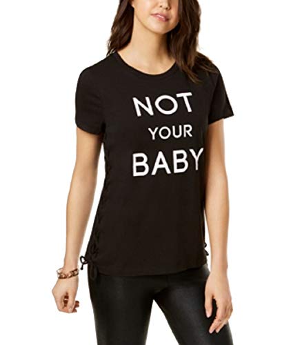 Juniors' Not Your Baby Lace-Up Graphic T-Modern Shirt