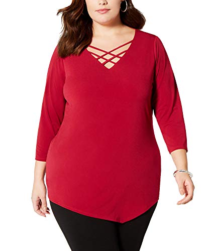 Plus Size Asymmetric Criss-Cross Premium Top