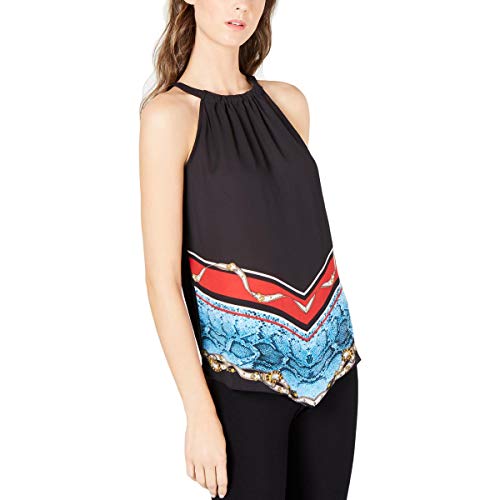 INC Printed Handkerchief-Hem Halter Premium Top