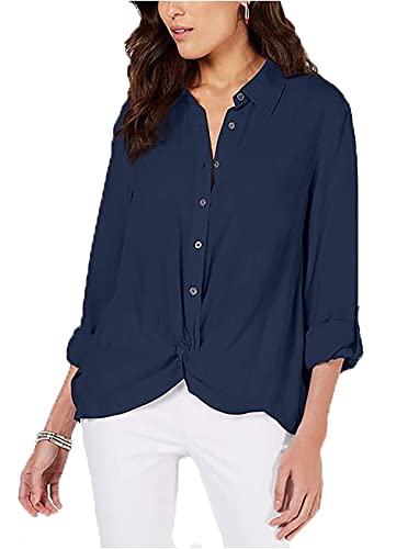 Knot-Front Button-Up Premium Top