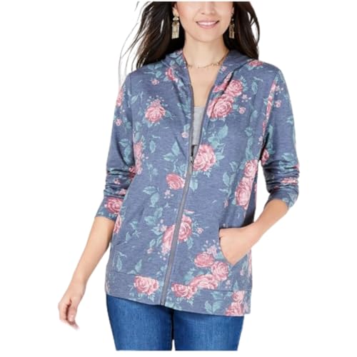 Floral-Print Zip-Up Hoodie Premium Top
