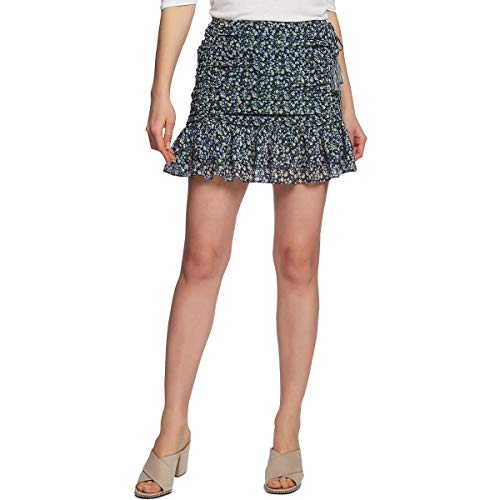 Cascading Calico Ruched-Seam Modern Skirt