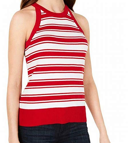 Striped Sweater-Knit Halter Premium Top