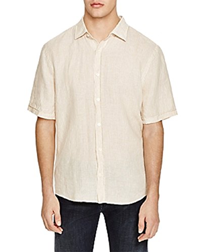 Linen-Blend Stripe Regular Fit Button-Down Modern Shirt