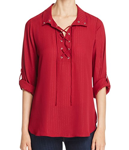 Status By Chenault Metallic Lace-Up Modern Shirt