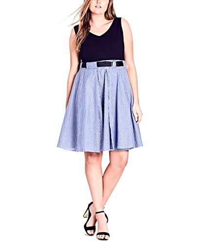 Modern Plus Size Contrast Fit & Flare Dress