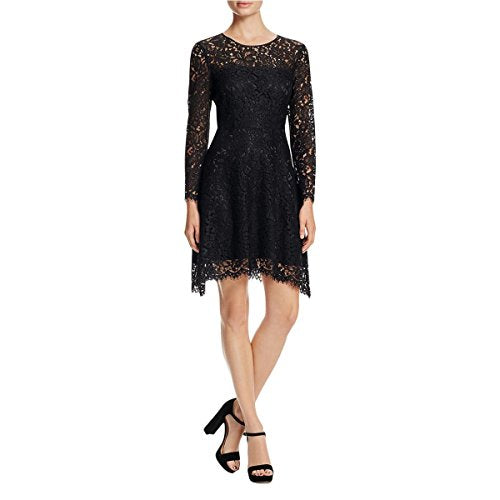 Finity Womens Lace Satin Trim Cocktail Dress