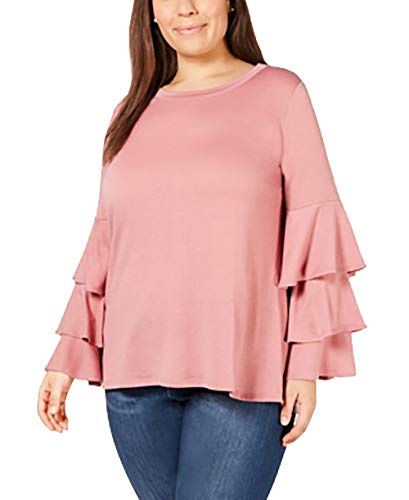 Plus Size Ruffle-Sleeve French Terry Premium Top