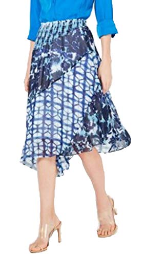 INC Mixed-Print Tie-Dye Asymmetrical Modern Skirt