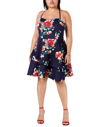 Modern Plus Size Floral Fit & Flare Dress