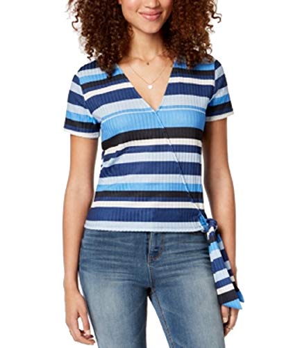 Juniors' Striped Surplice Top