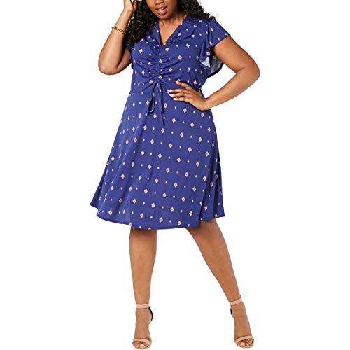 Modern Plus Size Flutter-Sleeve Ruched-Front Dress