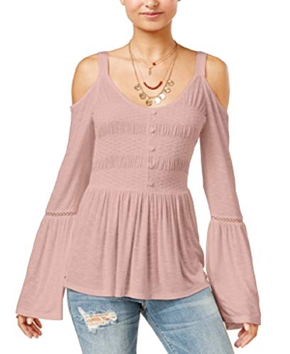 Juniors' Cold-Shoulder Bell-Sleeve Premium Top