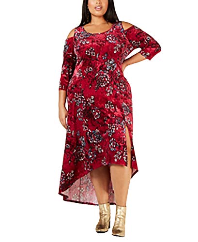 Plus Size Printed Cold-Shoulder Dress