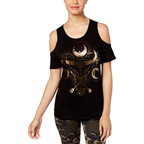 Juniors' Moon Graphic Cold-Shoulder T-Modern Shirt