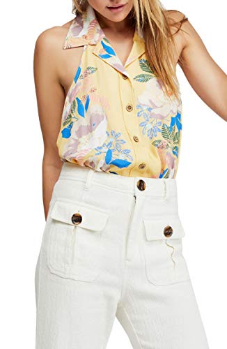 Free People Women's Floral Halter Bodysuit Sun Combo L