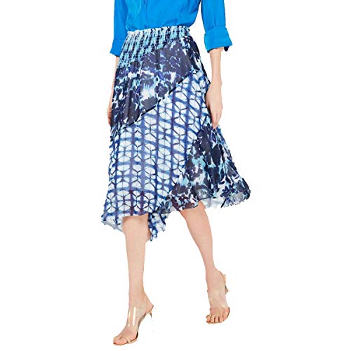 INC Mixed-Print Tie-Dye Asymmetrical Modern Skirt