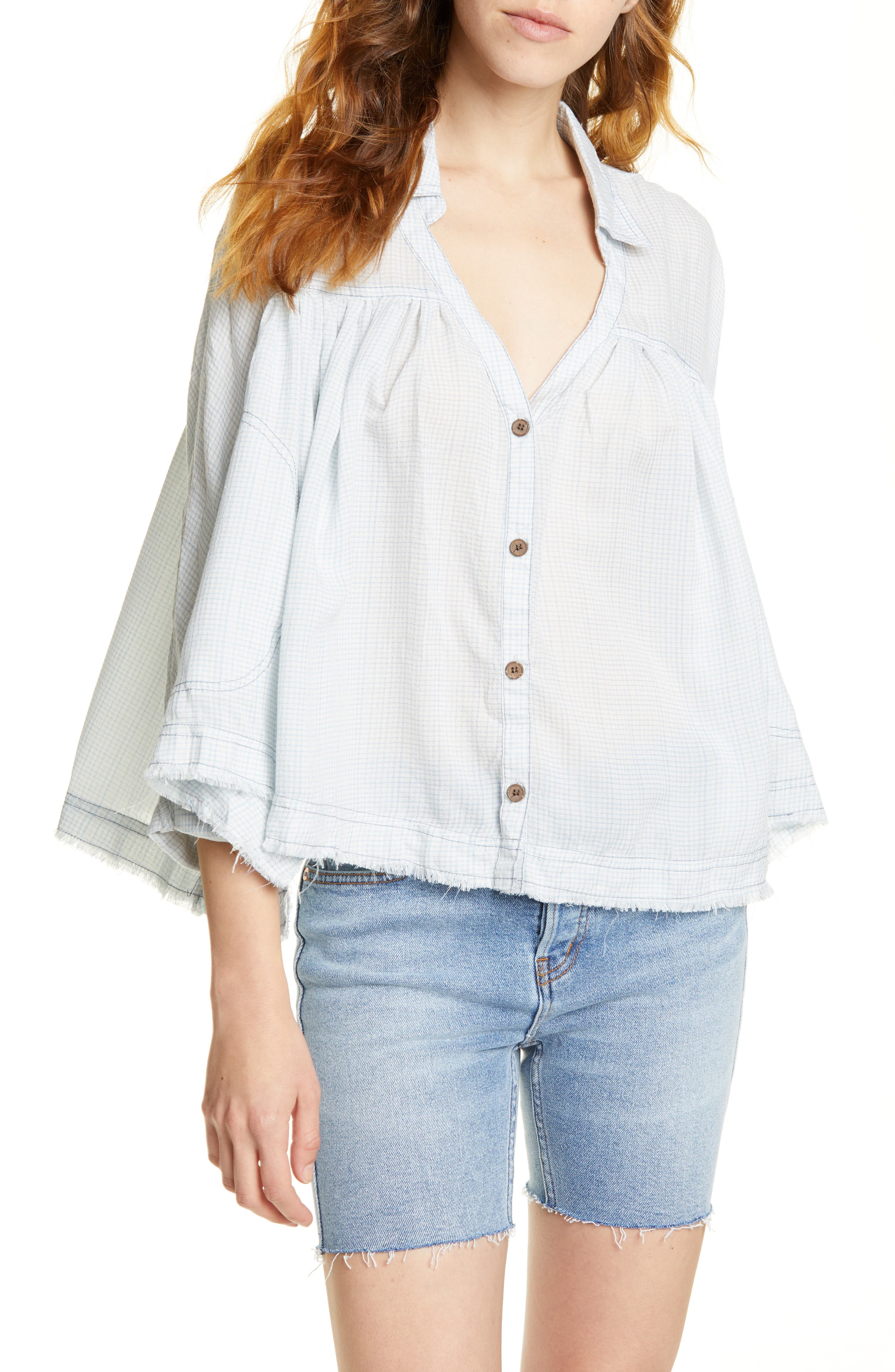 Free People Womens Rainbow Picnic Button-Down