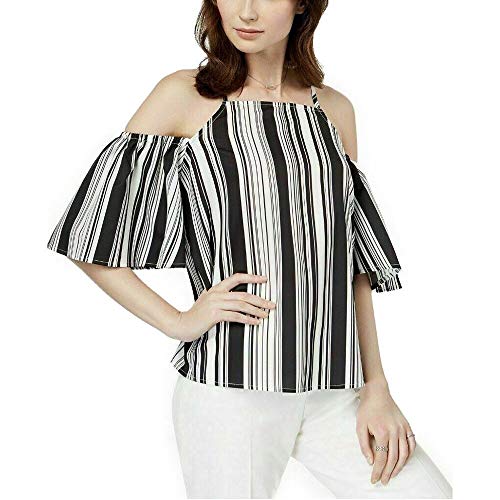 Juniors' Striped Cold-Shoulder Premium Top