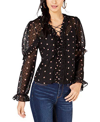 Floral-Print Sheer-Sleeve Signature Blouse