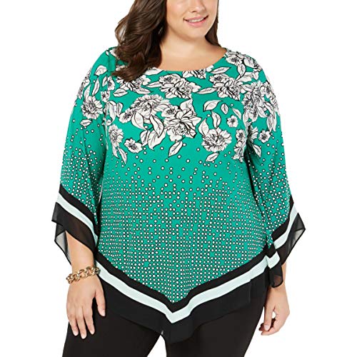 Plus Size Printed Pointed-Hem Premium Top
