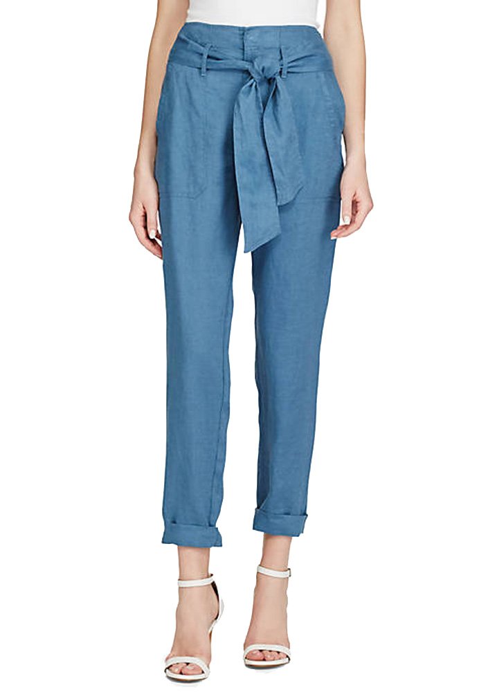 Linen-Blend High-Rise Signature Pants