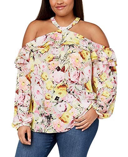 I.N.C. Plus Size Cold-Shoulder Halter Signature Blouse