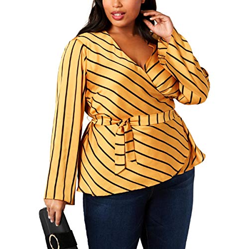 I.N.C. Plus Size Striped Surplice Top