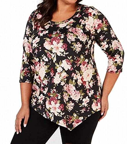 Plus Size Printed Asymmetrical-Hem Premium Top