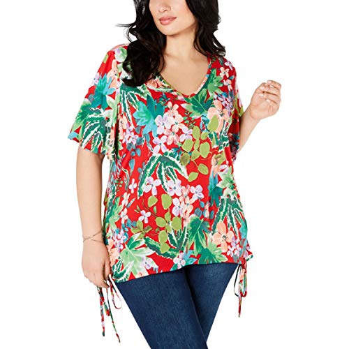 Plus Size Side-Ruched Flutter-Sleeve Premium Top
