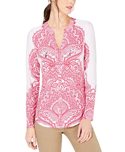 Printed Zip Detail Premium Top