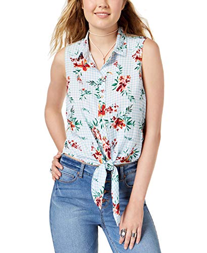 Juniors' Tie-Front Signature Blouse