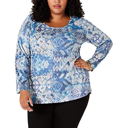 Plus Size Printed Embellished Premium Top