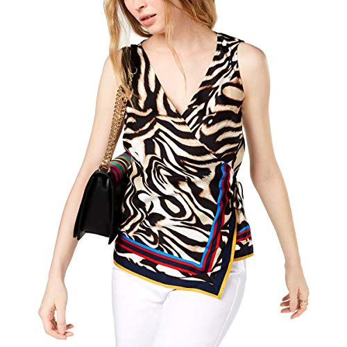 INC Animal-Print Wrap Signature Blouse