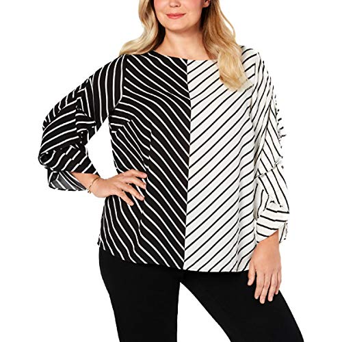 Plus Size Colorblocked Ruffle-Sleeve Premium Top