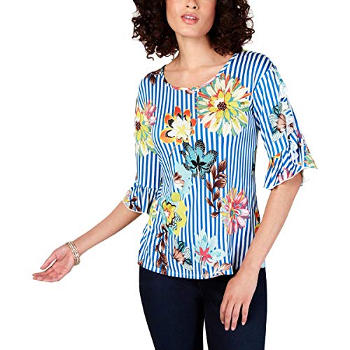 Petite Printed Ruffle-Sleeve Premium Top