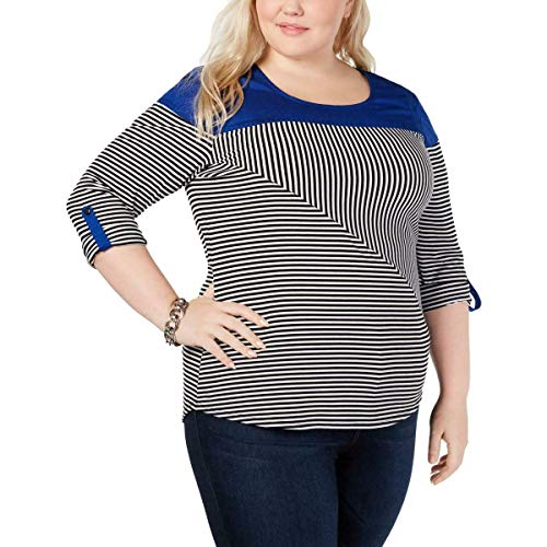 Plus Size Colorblocked Striped Premium Top