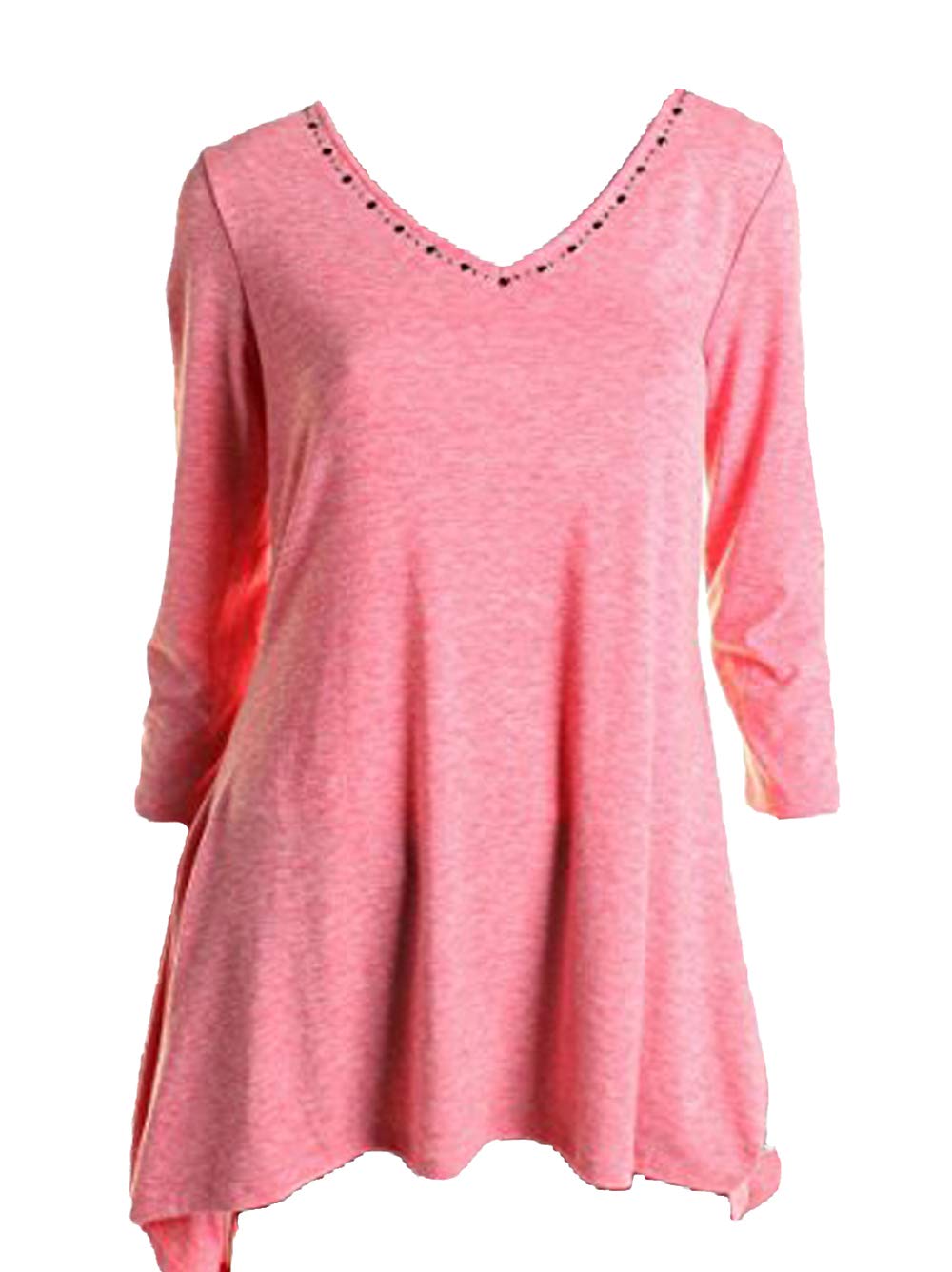 Essentials By Milano Womens Jersey Studded 3/4 Sleeve Tunic Premium Top Modern Shirt