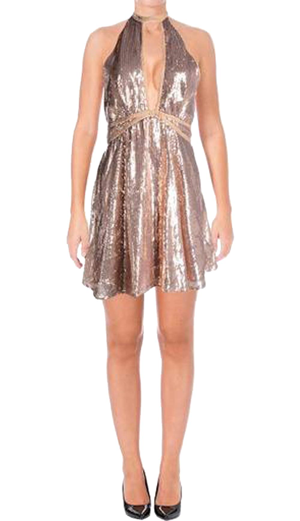 Free People Women's Rose Gold Sequin Sleeveless Dress
