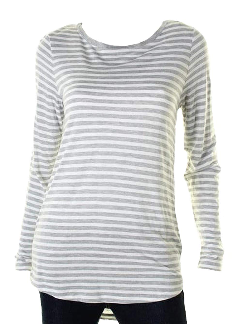 Michael Kors Womens Striped Hi-Low Long-Sleeve Everyday Premium Top