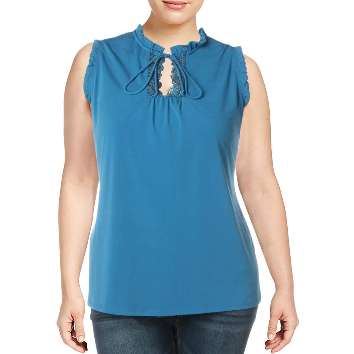 NY Collection Solid Ruffled Signature Blouse