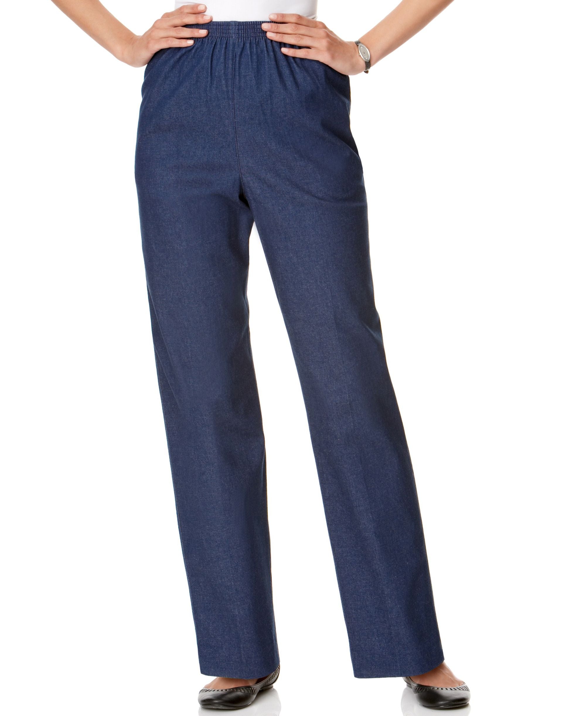 Classics Denim Pull-On Straight-Leg Signature Pants