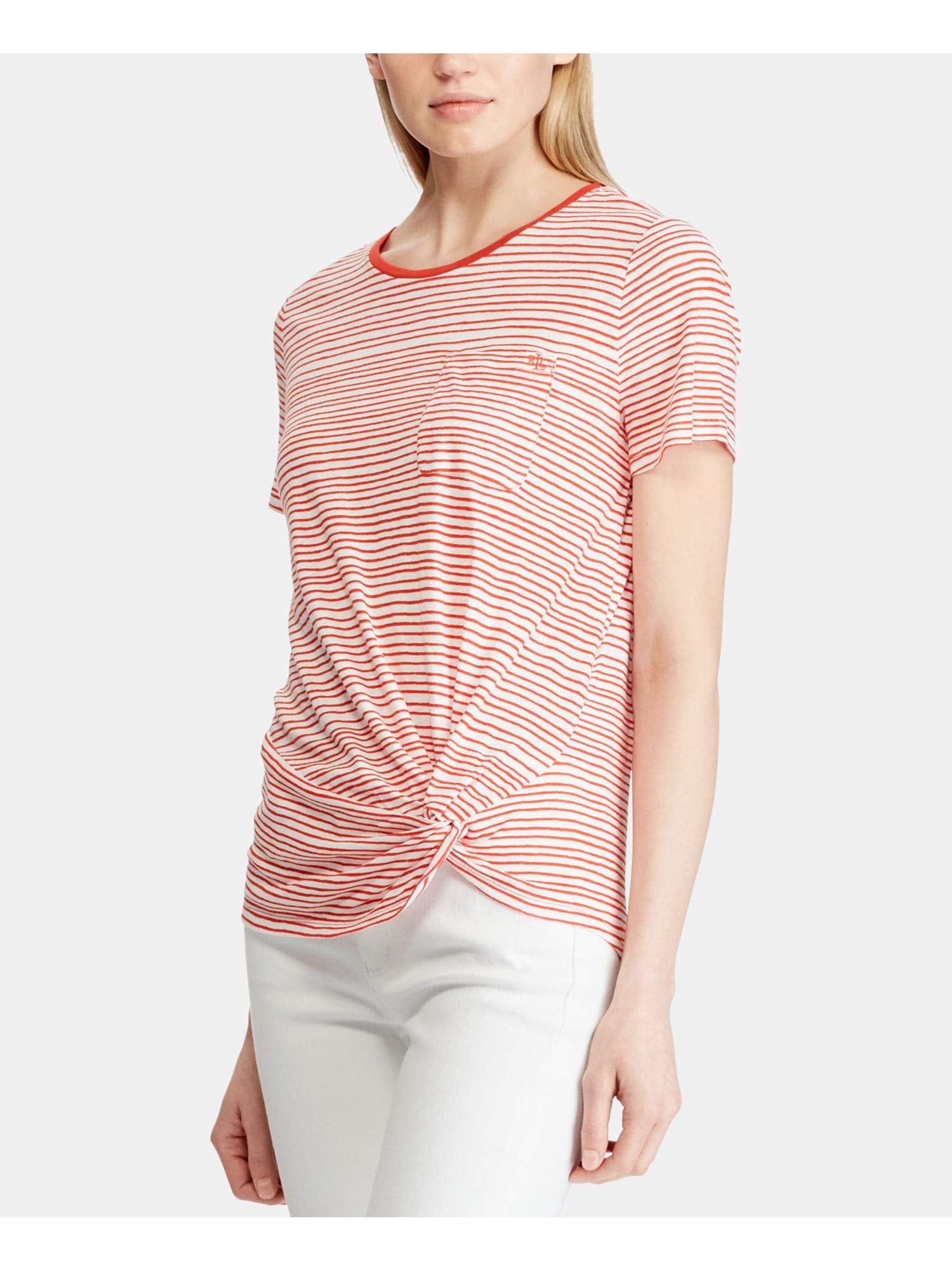 Lauren Ralph Lauren Stripe Print Twist Knot T-Modern Shirt